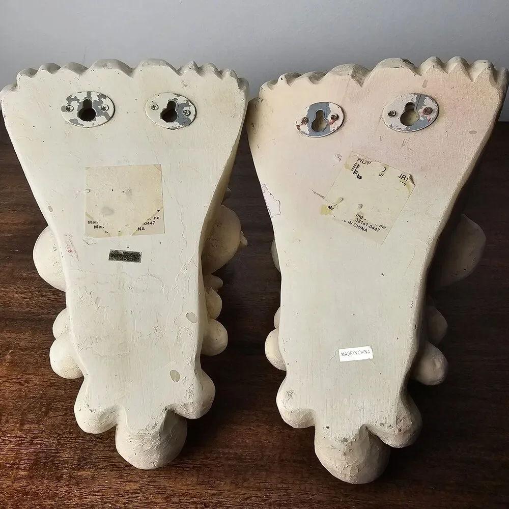 Vintage Wang's International Cherub Wall Sconces Drapery Curtain Rod Holder Pair